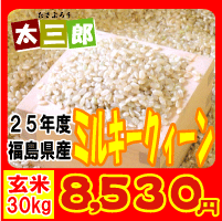 25年度 福島県産 ミルキークィーン 玄米30kg玄米 30kg 送料無料