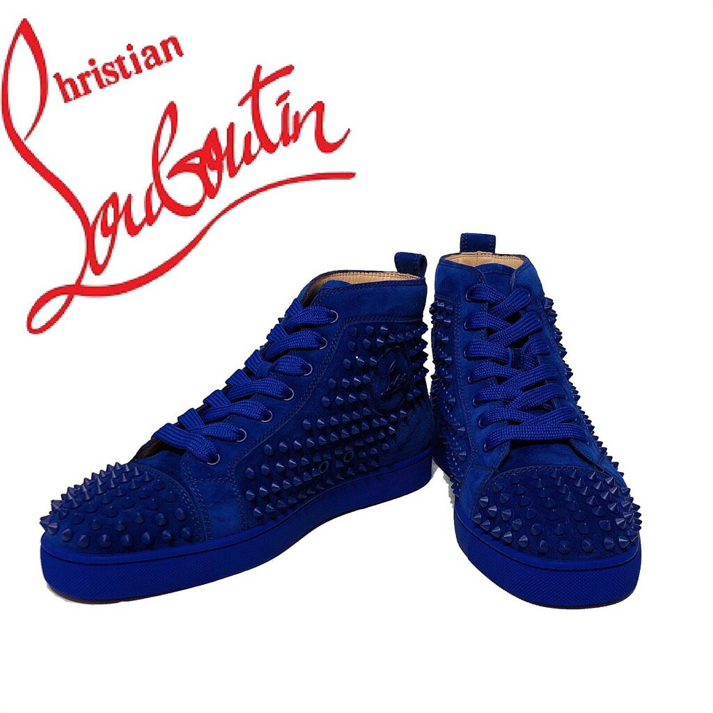 ルブタン ハイカット ブルー サイズ43 スニーカー 靴 メンズ クリアランス本物