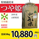 【送料無料】【玄米】28年産山形県産 特別栽培米つや姫玄米30kg【つや姫】【30kg】【一等米】【特別栽培米】【28年産】