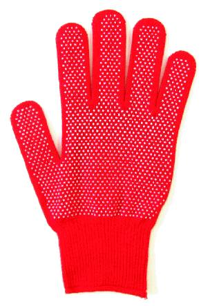 [女性(レディース)サイズ]すべり止め付　赤天然素材綿100% カラー軍手(カラー手袋)学校行事・ガーデニング(園芸)・紫外線UV日焼対策防災グッズ