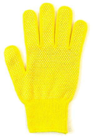 [女性(レディース)サイズ]すべり止め付　黄色天然素材綿100% カラー軍手(カラー手袋)学校行事・ガーデニング(園芸)・紫外線UV日焼対策防災グッズ