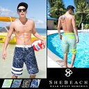 2017新作 水着 メンズ サーフパンツ 韓国 ファッション SHEBEACH RIPPLE ACTIVE SHORTS シービーチ 正規品 かっこいい ウエスト調節可 L XL 裏地メッシュ 男性 安全 海 ジム バックポケット 大きいサイズ マジックテープ ボーダーライン メール便 送料無料