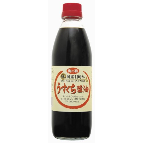 【震災前原料使用】海の精　国産・うすくち醤油　500ml「海の精」は伝統の自然製塩法で生産される純国産塩です