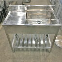 【中古】一槽シンク 水切り付き 幅900×奥行610×高さ800 【送料別途見積】【業務用】