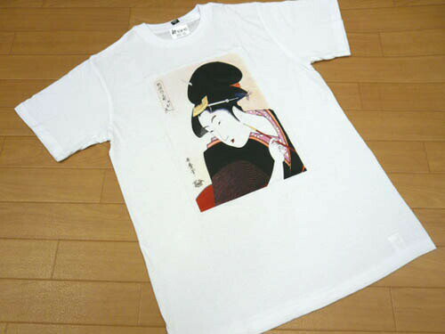 Tシャツ キセル 美人画 浮世絵 白 半袖ティーシャツ 漢字 和風 和柄 お土産 M〜LL