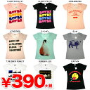 500デザイン レディースTシャツ☆スペシャルプライス Uネック レディース プリントTシャツ 390円ショップ