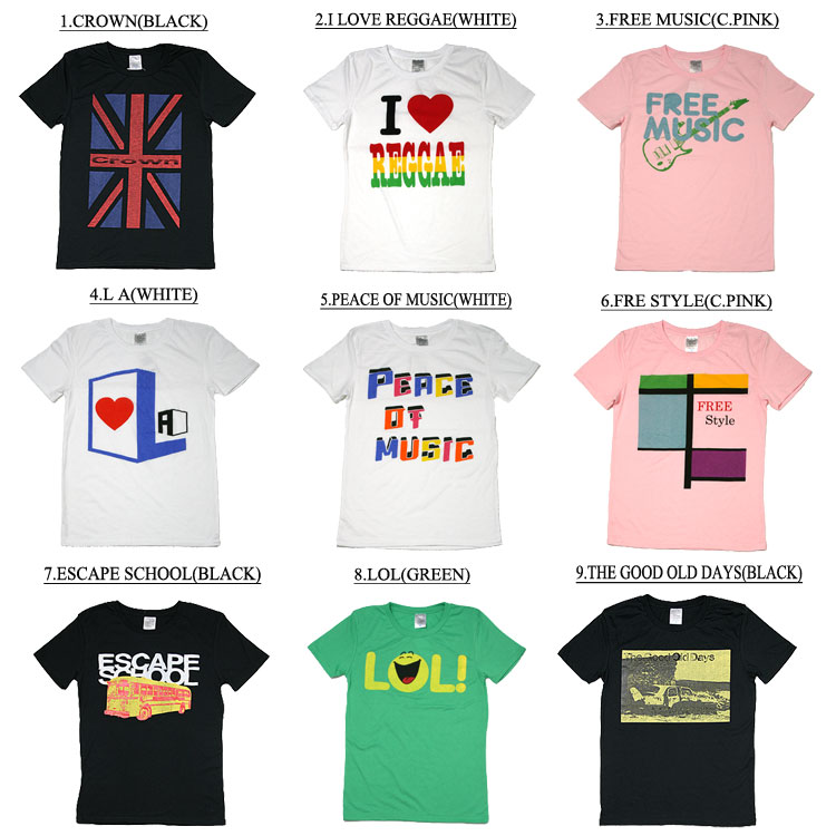 新作！500デザインTシャツ☆クルーネック8☆スペシャルプライス クルーネック ユニセックス プリントTシャツ (半袖) 390円ショップ