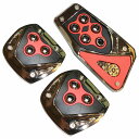 汎用 アルミ ペダルカバー セット アクセルペダル/ブレーキペダル/クラッチペダル GTレーシング MT/マニュアル 赤/レッド【フルセット 後付 メッキ 交換 ガード 車 内装 DIY カスタム カー用品】