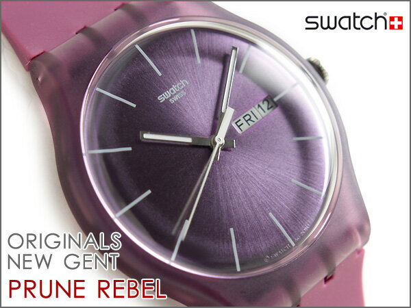 【SWATCH ORIGINALS NEW GENT】 スウォッチ ユニセックス腕時計 ハーフシースルーケース・バック PRUNE REBEL プルーン・レーベル　SUOR703【FS_708-7】【H2】