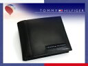 TOMMY HILFIGER トミー ヒルフィガー 本革 ウォレット 二つ折り財布 小銭入れ付き レザー ブラック 0096-5693-01【ネコポス不可】
