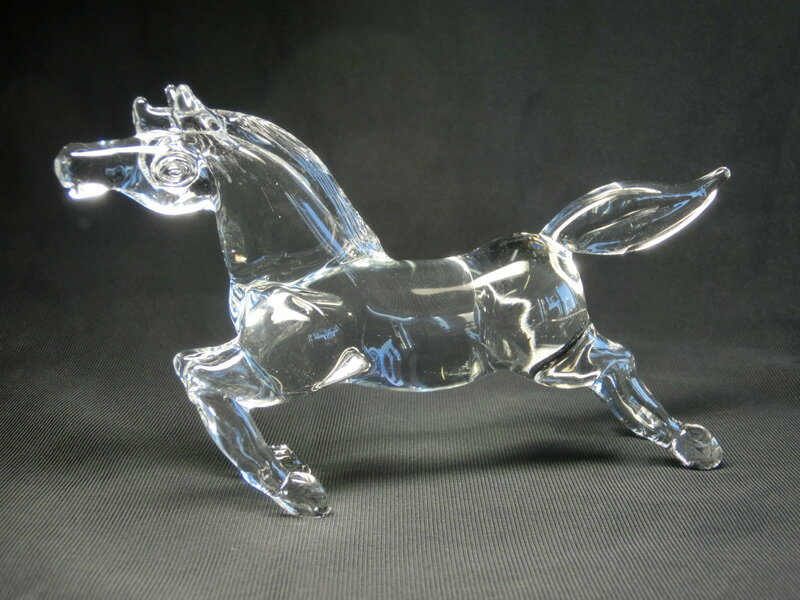 クリスタル製 走馬 ( 跳馬 )<風水グッズ・開運グッズ・幸運の置物> 走る馬の置物 ガラス