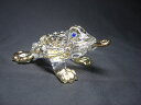 クリスタル製 金蟾 (キンセン・ゼニガエル)(高さ約4.5cm)大 (22Kメッキ)<風水グッズ・開運グッズ・幸運の置物>銭蛙☆金運アップ!金運上昇☆金運アイテム☆金運グッズ☆ 三脚蟾蜍(せんじょ) 銭蛙