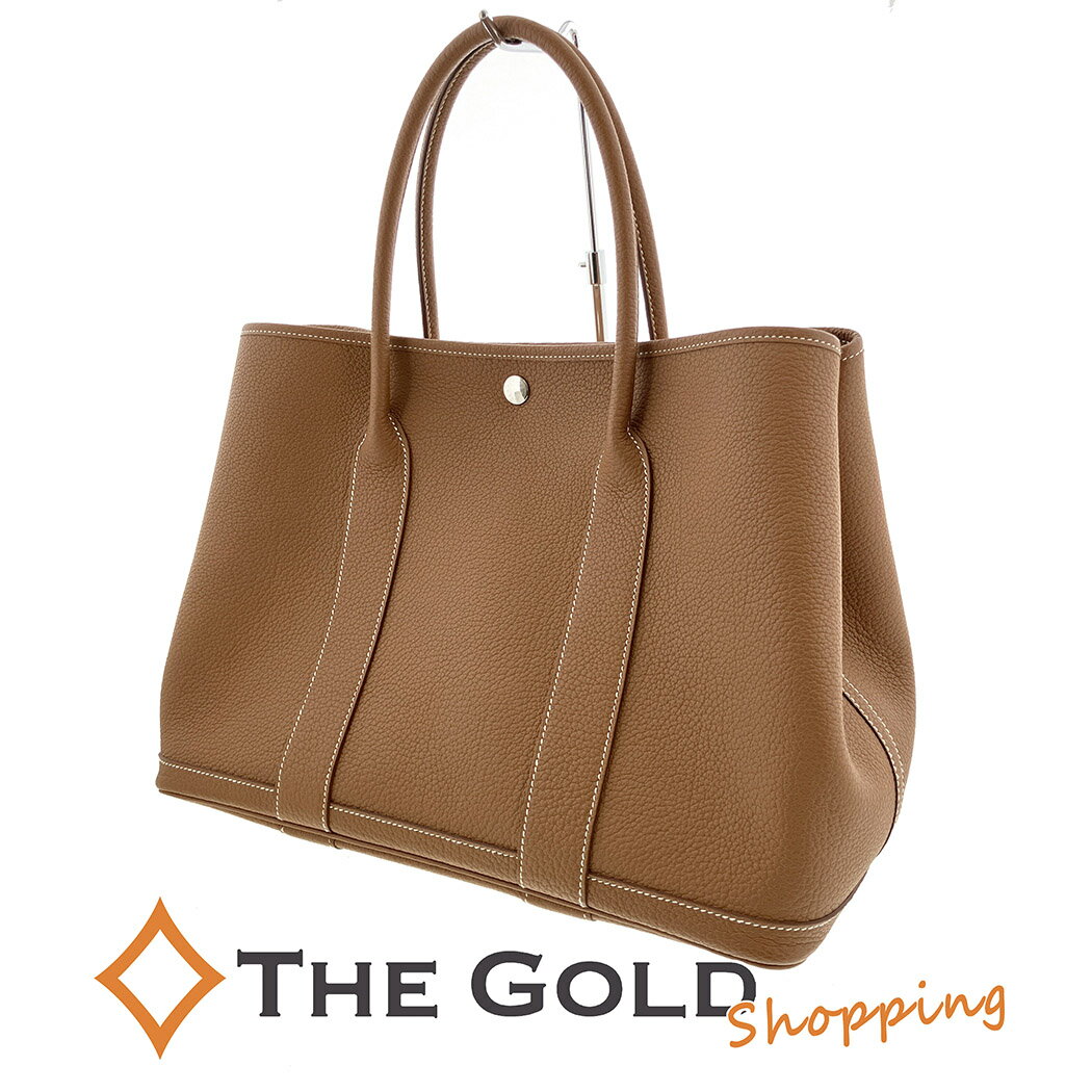 HERMES ガーデンパーティPM U刻印 ネゴンダ レザー ブラウン系 2022年 ハンドバッグ トートバッグ エルメス 【中古】