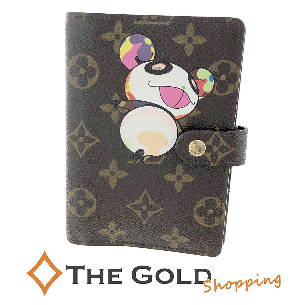 LOUIS VUITTON アジェンダPM R20011 村上隆 モノグラム パンダ キャンバス ブラウン 手帳カバー 男女兼用 ルイヴィトン 【中古】 p2506
