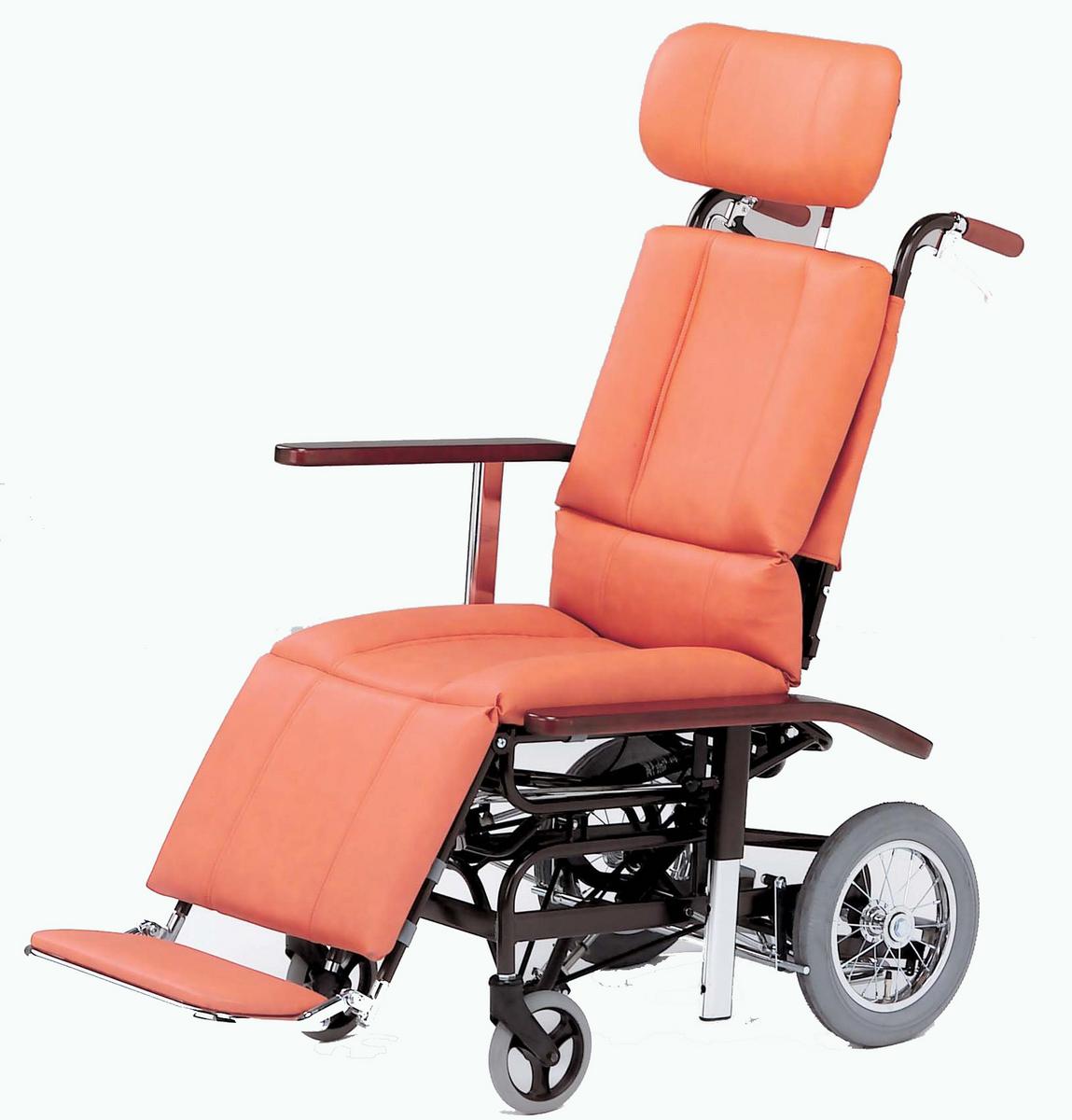 リクライニング車椅子(日進製)NHR-7　30%off・送料無料 特徴=アルミ製・介助ブレーキ有り・クッション・ティルト機能付き