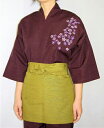 桜刺繍作務衣女性用SサイズMサイズ 業務用作務衣通販上着(あずき)レディース作務衣