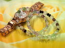 レインボー水晶とフローライト(ダブル)のパワーストーンブレスレット 「完成品」