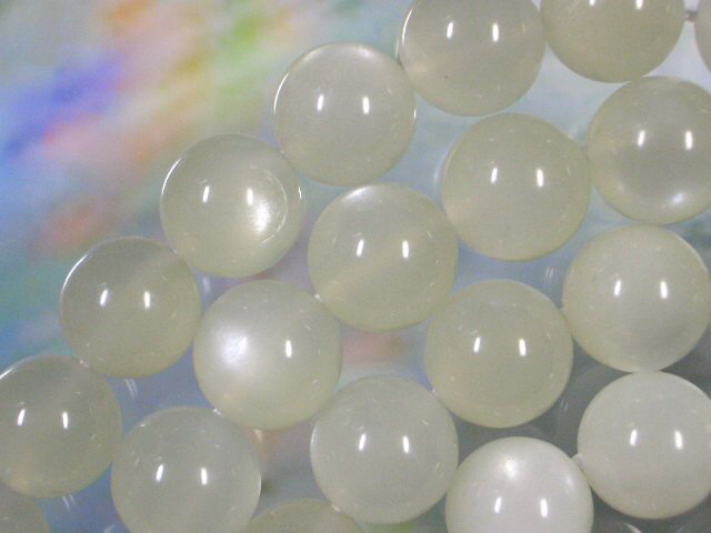 天然石ビーズムーンストーン丸玉10mm・3個