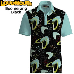 [クーポン有][Sale]Loudmouth Fancy Shirt ”Boomerang Black ” (ラウドマウス ファンシーシャツ ”ブーメラン ブラック”)メンズ ポロシャツ[新品]Loudmouthゴルフウェアトップス