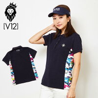 V12 ゴルフ ヴィ・トゥエルヴ 2019 レディース SIDE CAMO POLO 半袖ポロシャツ V121910-CT03 78/Navy【新品】19SS 春夏 ゴルフウェア 女性用 レディス トップスの画像