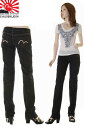 EVISU JEANS EURO WOMEN'S SLIM STRAIGHT エヴィス ジーンズ 大黒マーク刺繍 カモメイタリアプリントマーク 限定品【エヴィスジーンズ ユーロ ストレッチ ストレート パンツ レディース SLIM STRAIGHT BLACK COATING DAI COCK JEANS EAU08WJE04 美脚 新品】