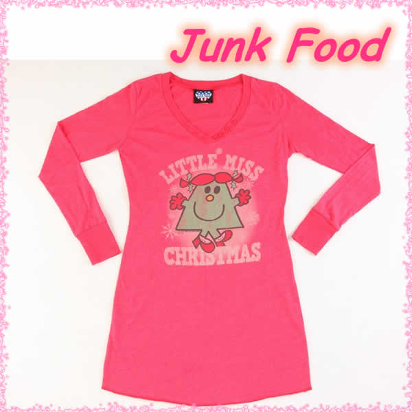 JUNK FOOD Ladys【ジャンクフード レディース】LITTLE MISS-CHRISTMAS- ロングTシャツ LM524-3118 LC/LC(レッド) 1023max10