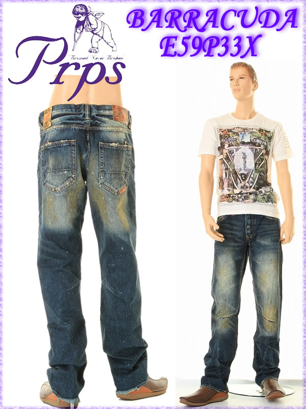 【レビュー書いて！】【裾上＆送料無料】【PRPS JEANS ピーアールピーエス】BARRACUDA バラクーダ レギュラー フィット　ストレート　オリジナルボタンフライ E59P33X DVT / DARK VINTAGE EMERGER JEAN PRPS ベッカム 愛用ジーンズ PRPS デニム ジーンズ【PRPS ベッカム】