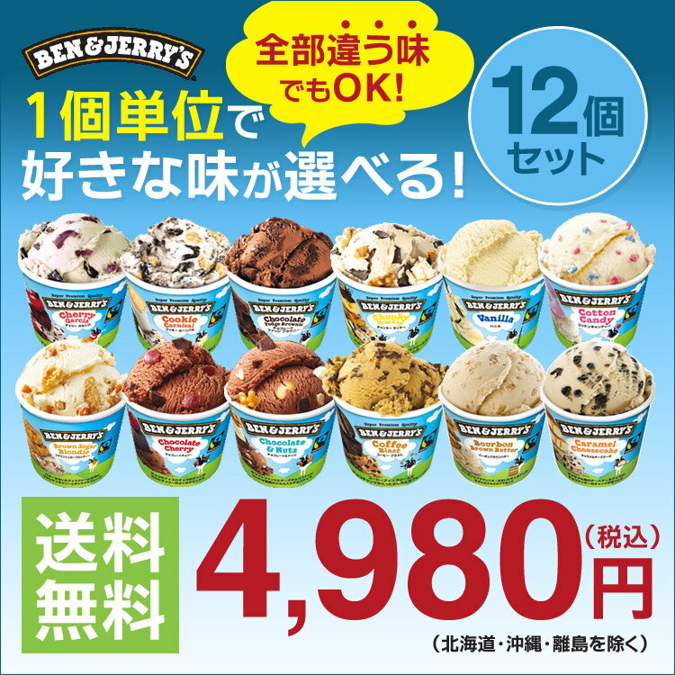 ベン＆ジェリーズ12個セット 12種類から選び放題♪ アイスクリーム ギフト アイス Ben＆Jerrys アイスクリーム フェアトレード ベンジェリ お礼 お...