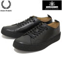 正規取扱店 FRED PERRY (フレッドペリー)xGEORGE COX (ジョージコックス) Wネーム B8279-102 TENNIS SHOE LEATHER ローカット スニーカー BLACK (ブラック) FP212