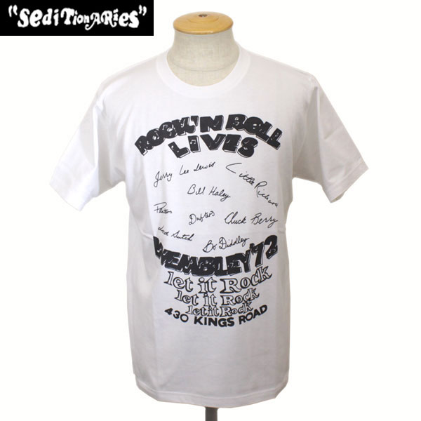 正規取扱店 SEDITIONARIES by 666 (セディショナリーズ) ROCK'n ROLL LIVES (ロックンロールライブ) Tシャツ ホワイト STO070