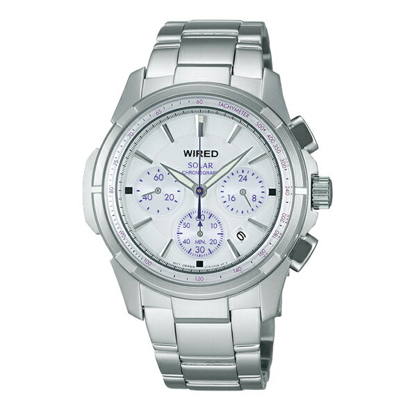 WIRED　ワイアード　SEIKO　セイコー　ソーラー　クロノ　腕時計　メンズ　ホワイト AGAD030 