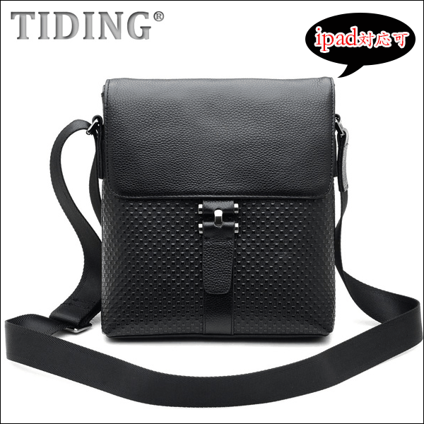 送料無料★TIDING BAG 星柄押し 本革 レザー メンズ ショルダーバッグ 黒ブラッ…...:tiding:10011022