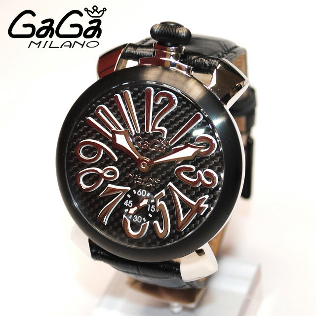  GaGa MILANO （ガガミラノ） 時計 腕時計 MANUALE マニュアーレ マヌアーレ 48mm ブラック レザー/カーボンブラック/ブラック 5013.01S 501301S メンズ スイスメイド [新品][GaGa MILANO][ガガミラノ][腕時計][時計][ウォッチ][手巻き]