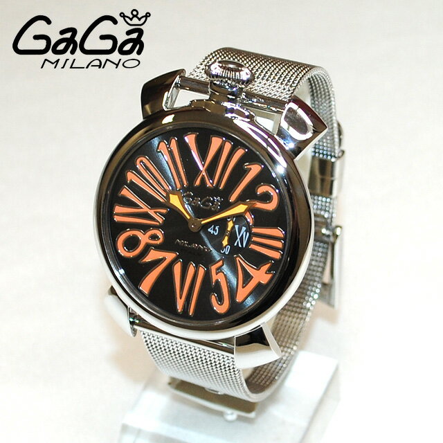 GaGa MILANO （ガガミラノ） 時計 腕時計 MANUALE マニュアーレ マヌアーレ スリム 46mm シルバー ブレス/ブラック/オレンジ 5080.4 50804 メンズ レディース [新品][GaGa MILANO][ガガミラノ][腕時計][時計][ウォッチ]