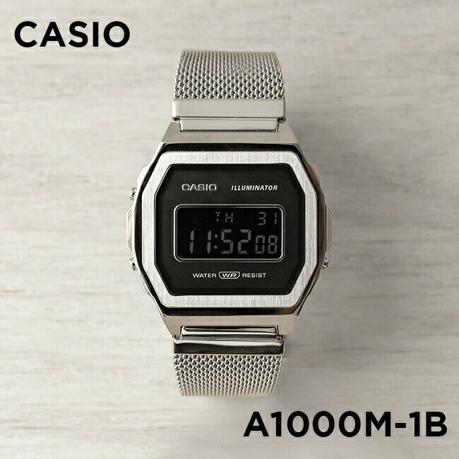 【10年保証】CASIO STANDARD カシオ スタンダード A1000M-1B 腕時計 時計 ブランド メンズ レディース キッズ 子供 男の子 女の子 チープカシオ チプカシ デジタル 日付 ブラック 黒 シルバー メッシュ フルメタル 海外モデル ギフト プレゼント