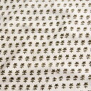 〔1m切り売り〕伝統息づく南インドから 昔ながらの木版染め小花柄布〔111cm〕 カーキ / ウッドブロック ボタニカル 唐草模様 量り売り布 アジアン コットン布 ファブリック エスニック