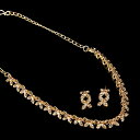 シンプルラインストーンのネックレス&ピアスセット パーティーや結婚式などへ アクセサリーセット / PIAS ジュエリー 宝石 インド ペンダント エスニック アジア アンクレット リング ビンディー