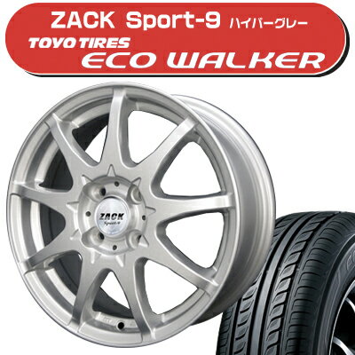 ≪送料無料≫トーヨータイヤ 夏タイヤ エコウォーカー 155/70R13+ZACK Sport-9サマータイヤ＆ホイール 4本セット