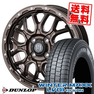 145/80R12 80/78N ダンロップ WINTER MAXX LV01 for VAN MUD BAHN XR-800M スタッドレスタイヤホイール4本セット 【取付対象】
