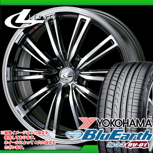 215/55R18 ヨコハマ ブルーアース RV-01 ＆ レオニス TR BKミラー 7.0-18 タイヤホイール4本セット 【RCPmara1207】