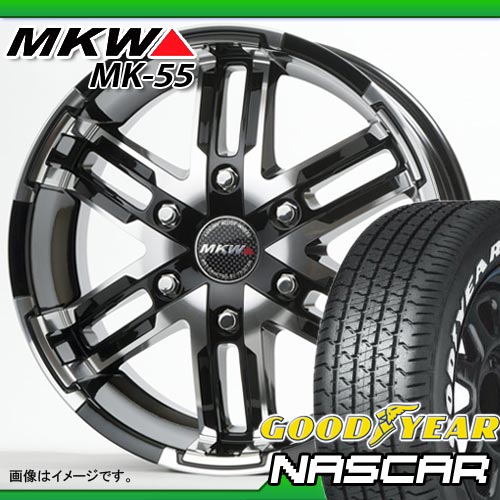 225/60R16 ホワイトレター グッドイヤー イーグル ＃1 ナスカー ＆ MKW MK-55 6.5-16 タイヤホイール4本セット 【RCPmara1207】