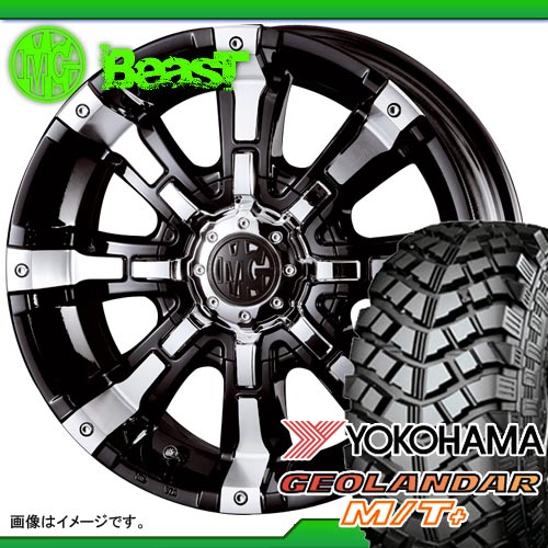 255/85R16 ブラックレター ヨコハマ ジオランダー M/T+ G001C ＆ クリムソン マーテルギア ビースト 8.0-16 タイヤホイール4本セット 【RCPmara1207】