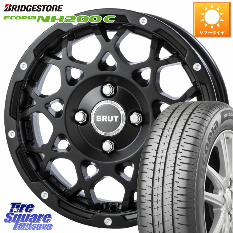 BRUT ブルート BR-55 BR55 ミルドサティンブラック 14インチ 14 X 5.0J +45 4穴 100 ブリヂストン ECOPIA NH200C エコピア サマータイヤ 165/65R14 キャスト[アクティバ] ピクシスジョイ[Cグレード] ハイゼット アゲトラCustom車用※軽自動車専用ホイール※