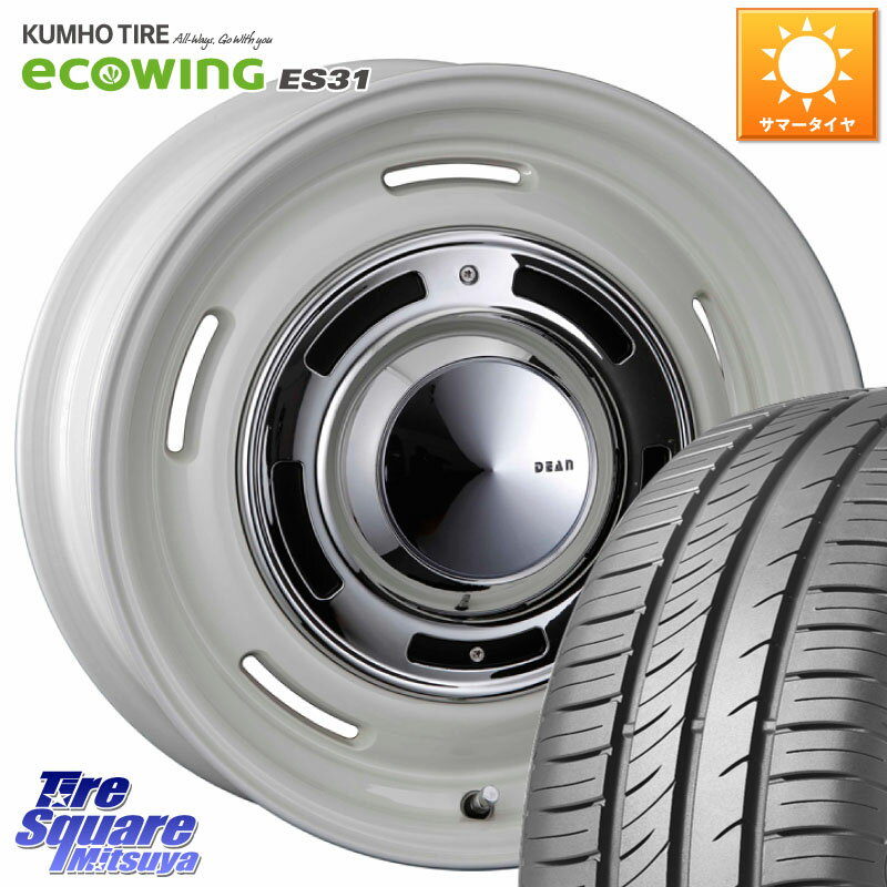 CRIMSON ディーン クロスカントリー ホワイト 15インチ 15 X 6.0J +42 4穴 100 KUMHO ecoWING ES31 エコウィング サマータイヤ 185/65R15 アクアクロスオーバー FITクロスター