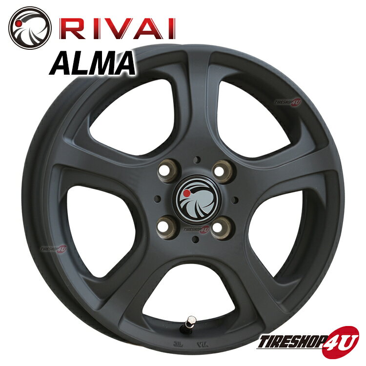 【新品】【15インチ】【ALMA】 15x5.5J 4/100 +45【XB（マットブラック）】【ベルタ/キューブ/FIT/コルト/ティーダ/マーチなど コンパクトカー各種】アルミホイール単品【RIVAI】【新品アルミホイール単品1本価格】【JWL】