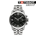 TISSOT 腕時計 ティソ 公式 メンズ ピーアールシー200 オートマティック クロノグラフ オートマティック ブラック文字盤 ブレスレット 【 PRC 200 自動巻き ウォッチ 防水腕時計 20気圧防水 スポーツ ウォッチ スイス製 】