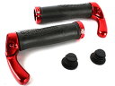 自転車 ハンドル用 エルゴロックグリップ エンドバー付き#赤【S.Pack】