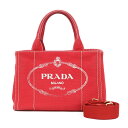 プラダ PRADA カナパトート ショルダーバッグ レッド レディース 中古