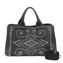 プラダ PRADA カナパトート ショルダーバッグ ブラック レディース 中古