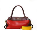 プラダ PRADA シティカーフ ショルダーバッグ レッド レディース 中古